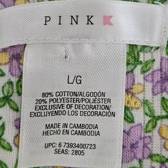 PinkK Vintage Y2K Kmart Floral Nightgown Sz Large Dainty Lace Trim Green Purple - Picture 7 of 10